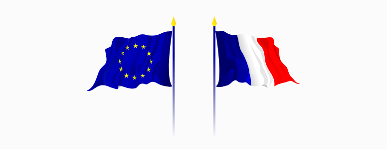 Pavoisement position drapeau france et europe